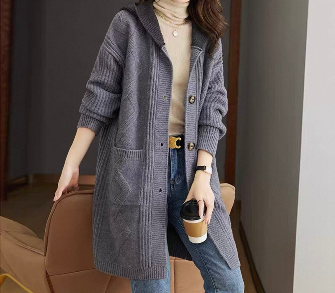 Knit Cardigan with Hood
