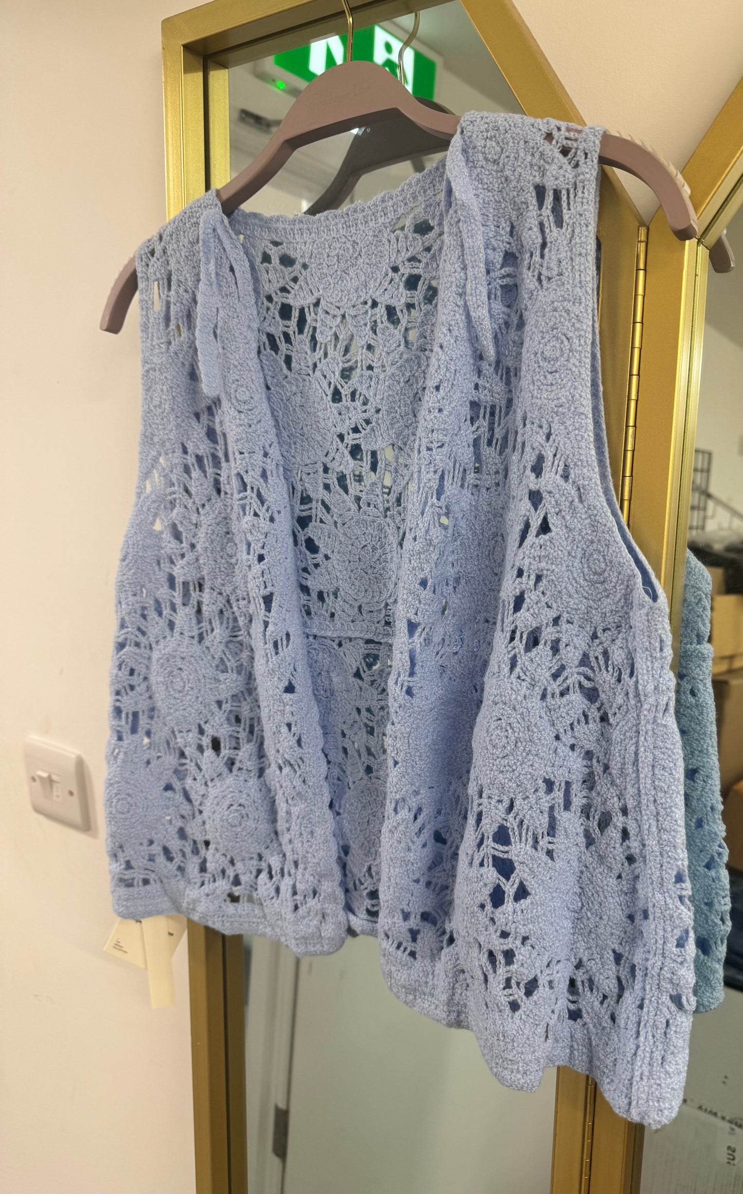 Crochet Lace Tie-Front Vest