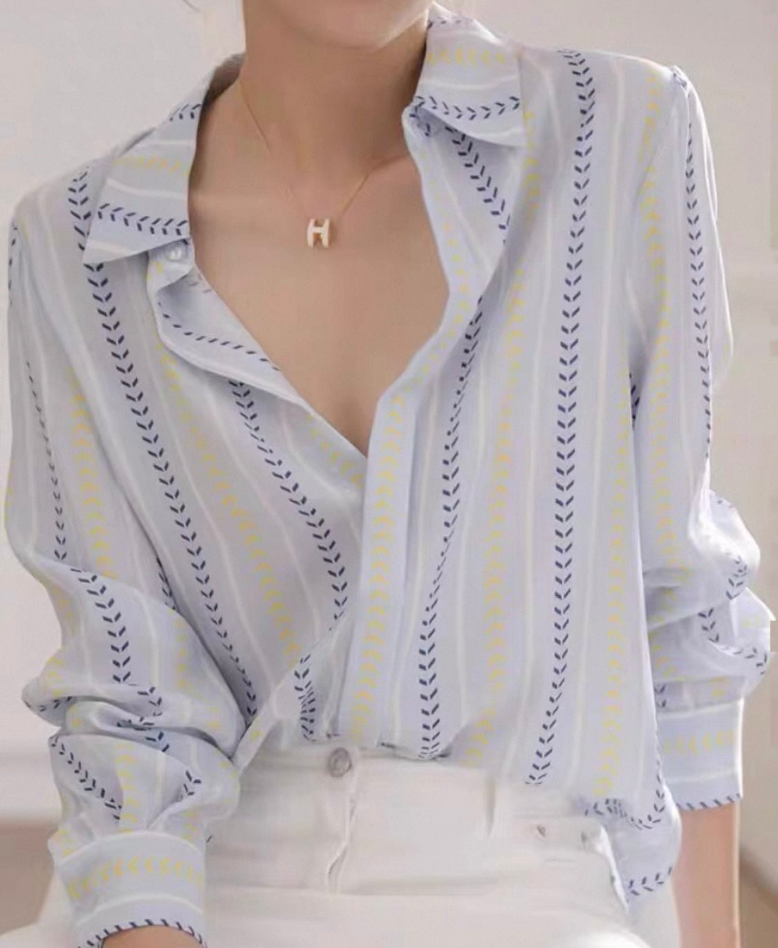 Blue & Yellow Print Blouse