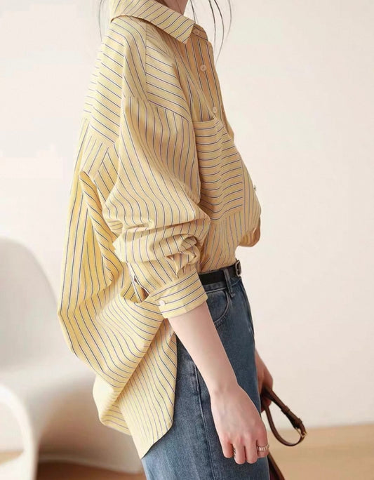 Yellow Striped Cotton Shirt