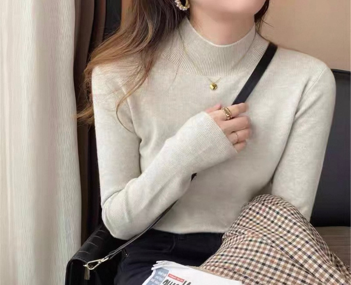 Deep Red Fitted Knit Sweater