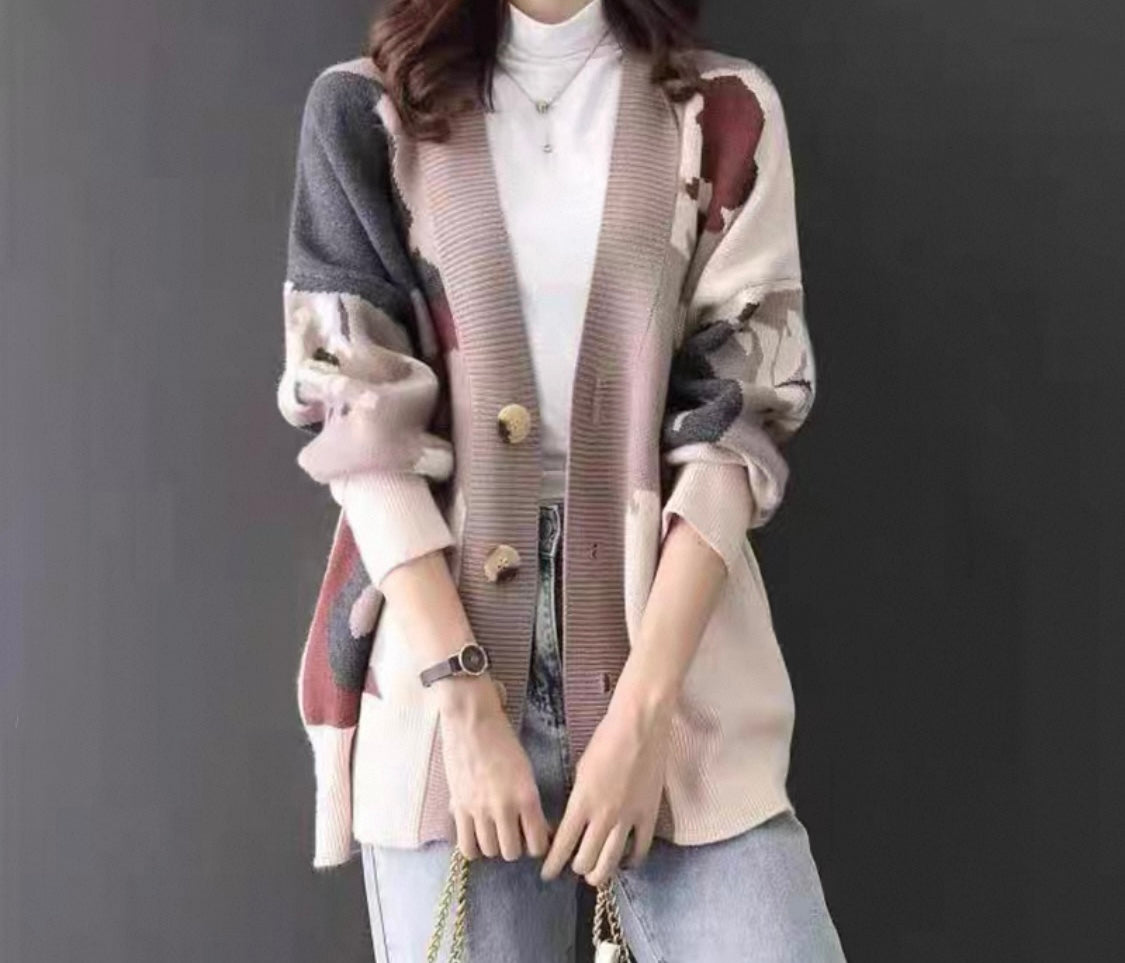 Oversized Colour-Block Cardigan