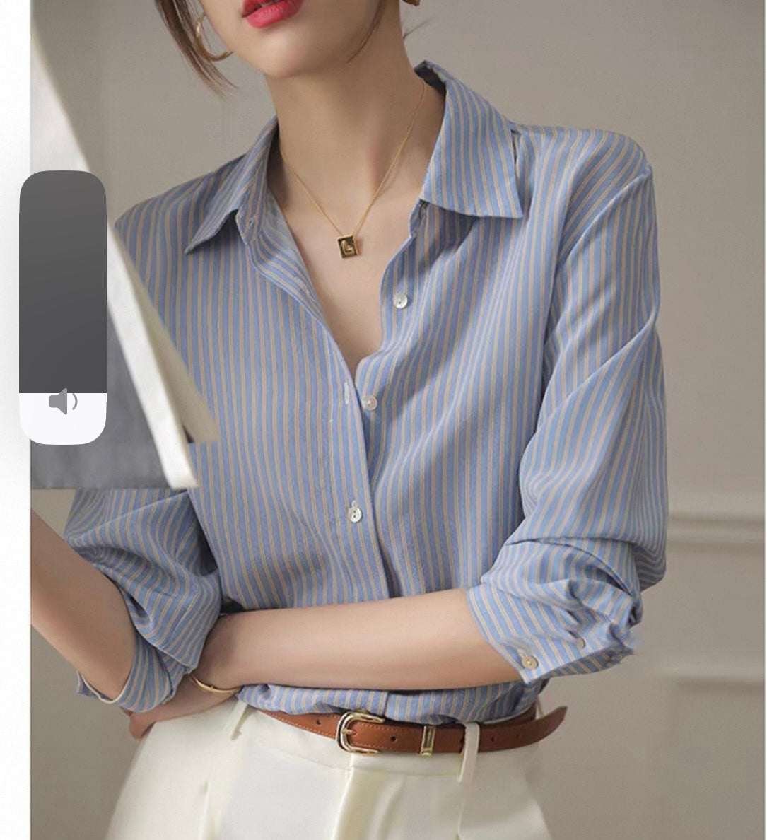 Blue & Gold Striped Shirt