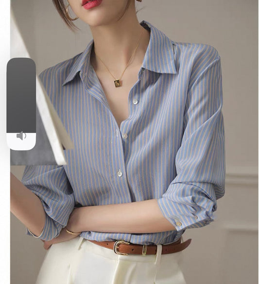 Blue & Gold Striped Shirt