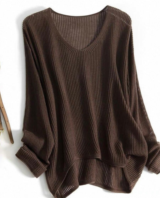 V-Neck Ribbed Knit Top