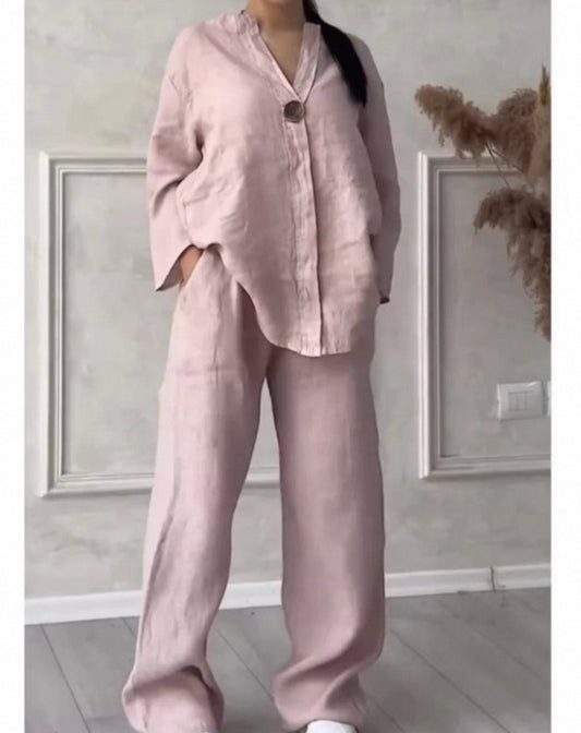 Two-Piece Linen Set – Soft Pink
