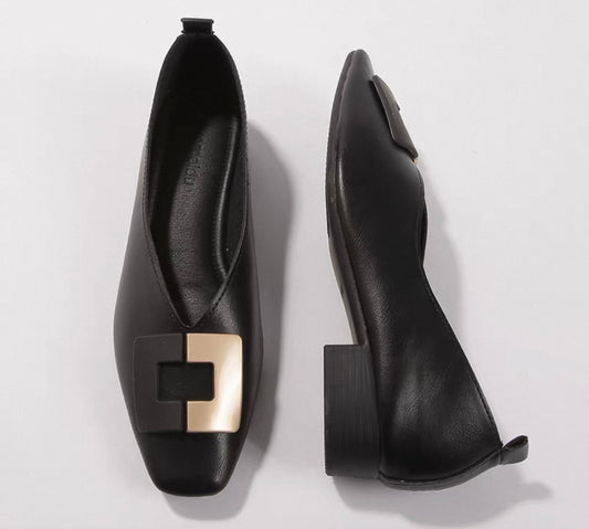 Square Buckle Flats