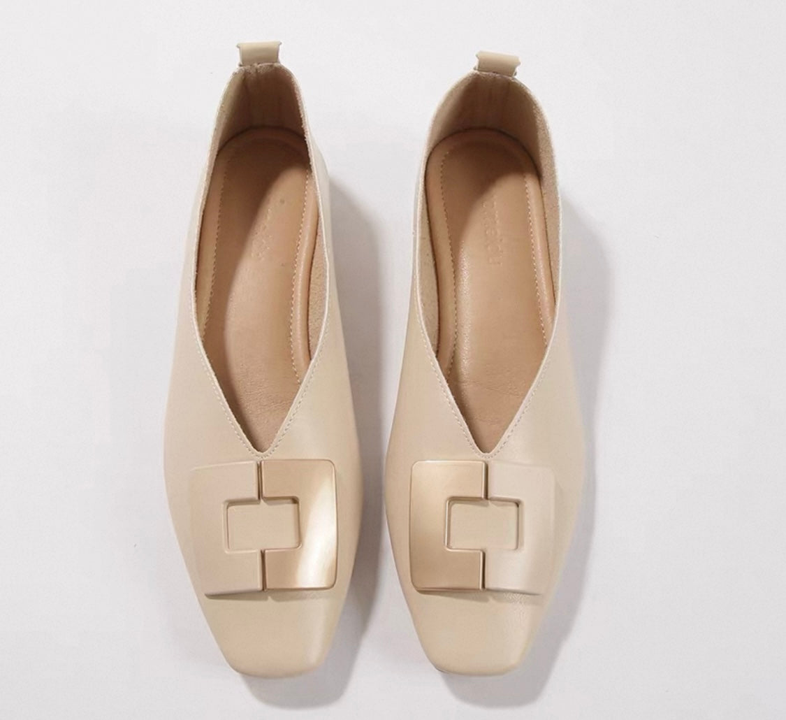 Square Buckle Flats