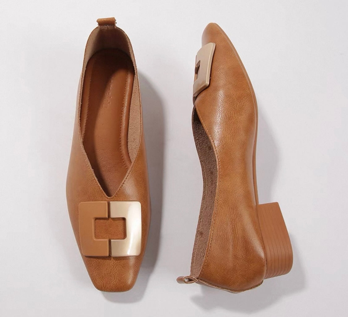 Square Buckle Flats