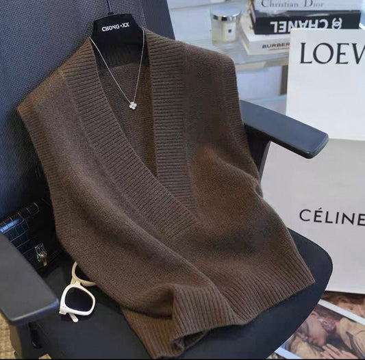 Knitted Sleeveless Vest – Coffee Brown