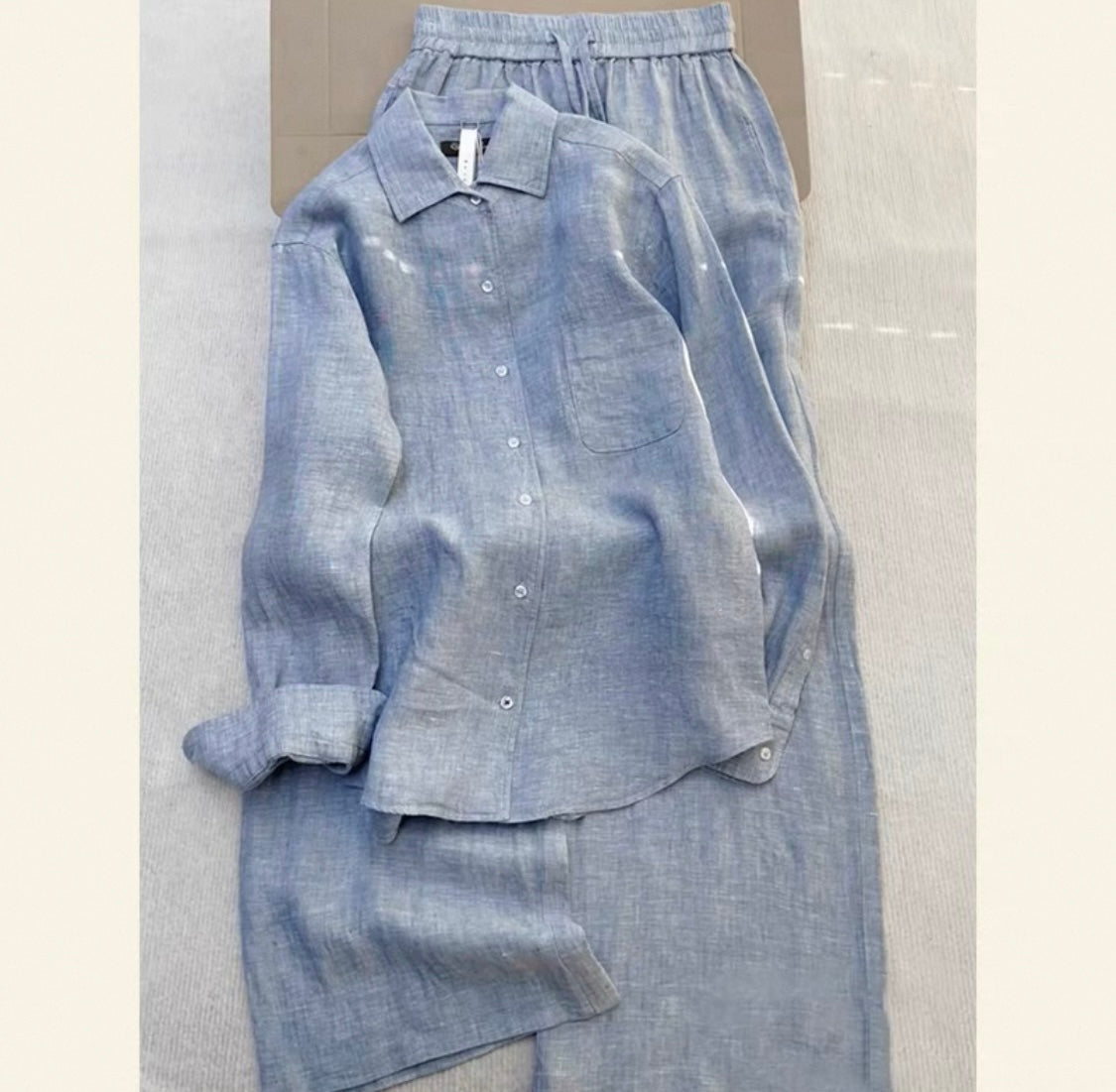 Two-Piece Linen Set – Light Blue