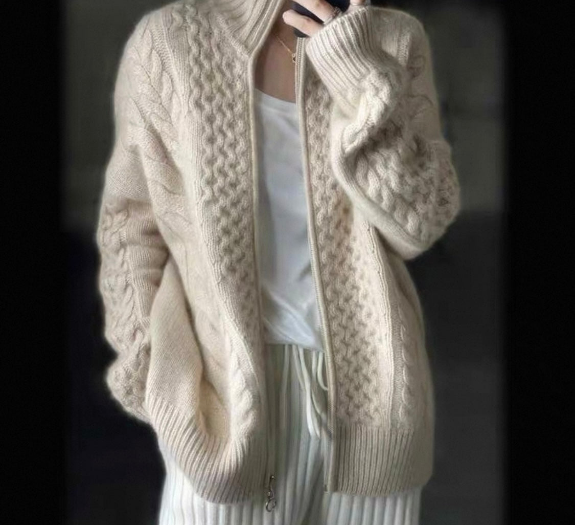 Cable Knit Zip Cardigan