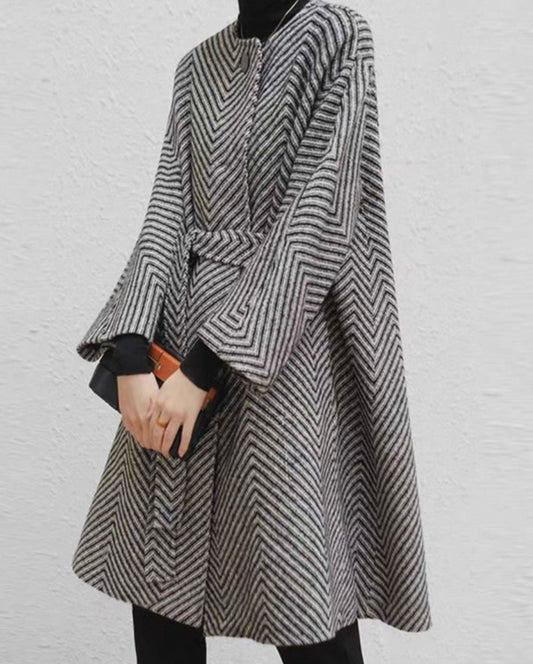 Chevron Cape Coat – Grey