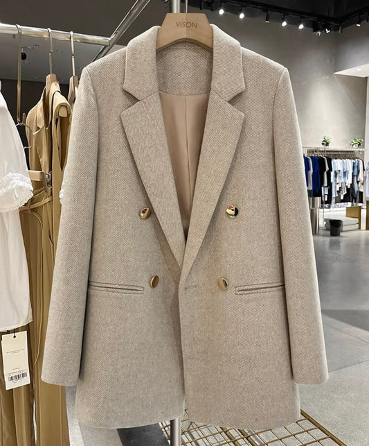 Classic Beige Double-Breasted Blazer
