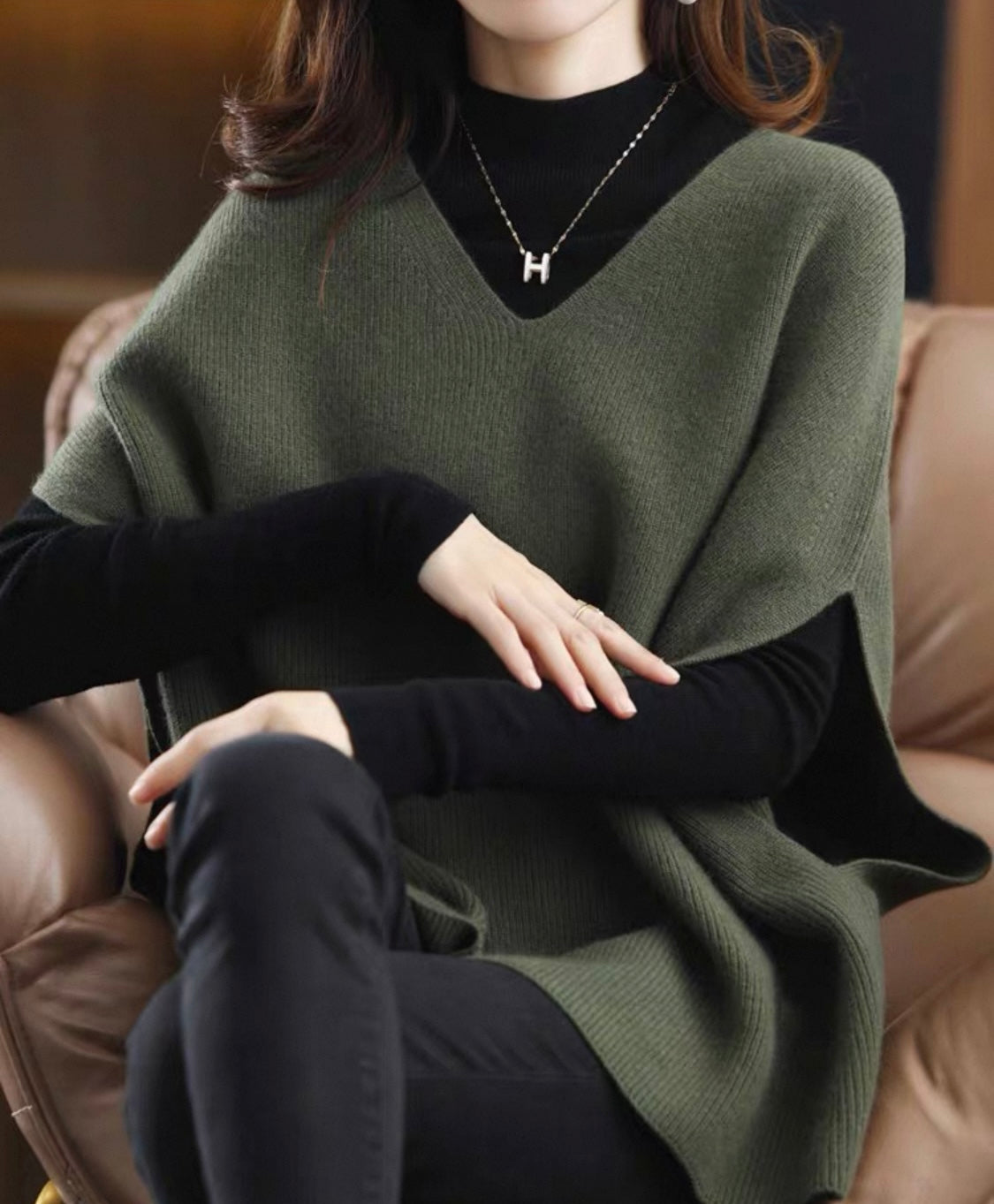 Oversized Knit Poncho