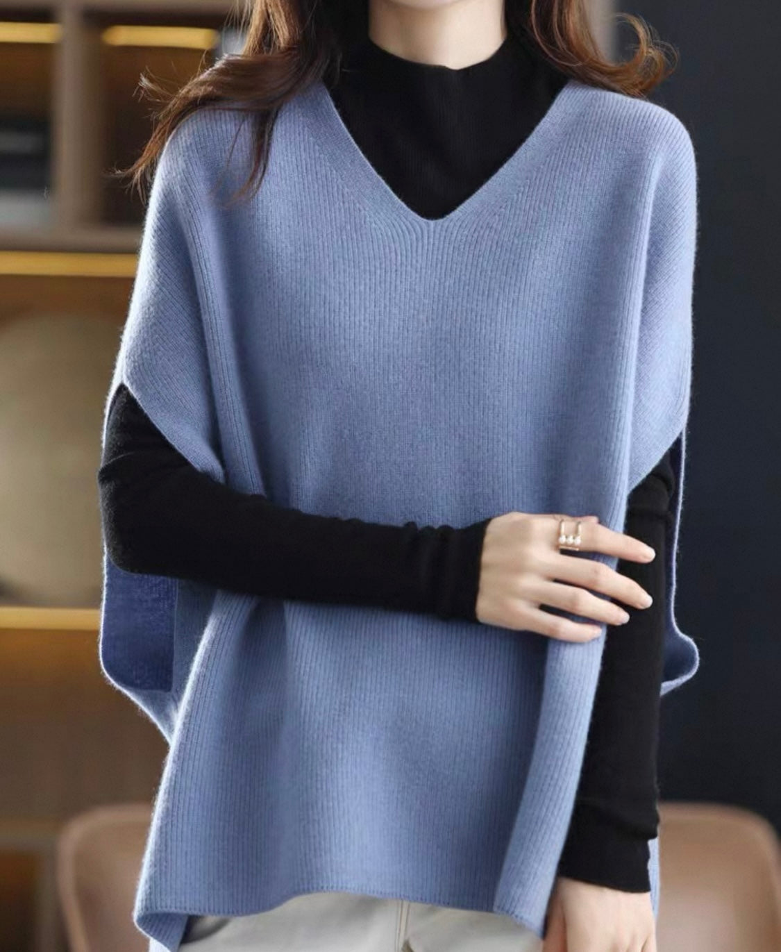Oversized Knit Poncho