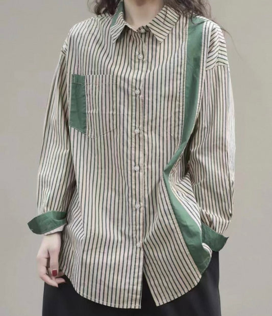Striped Shirt with Green Accents