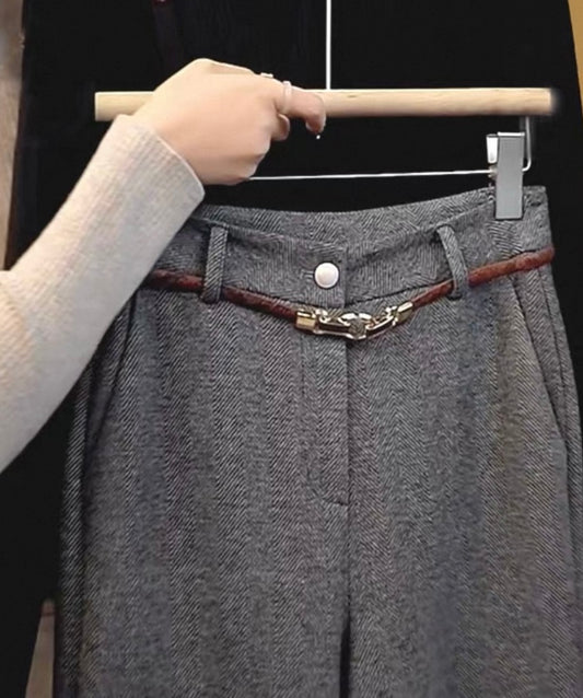 Tailored Wide-Leg Trousers with Belt