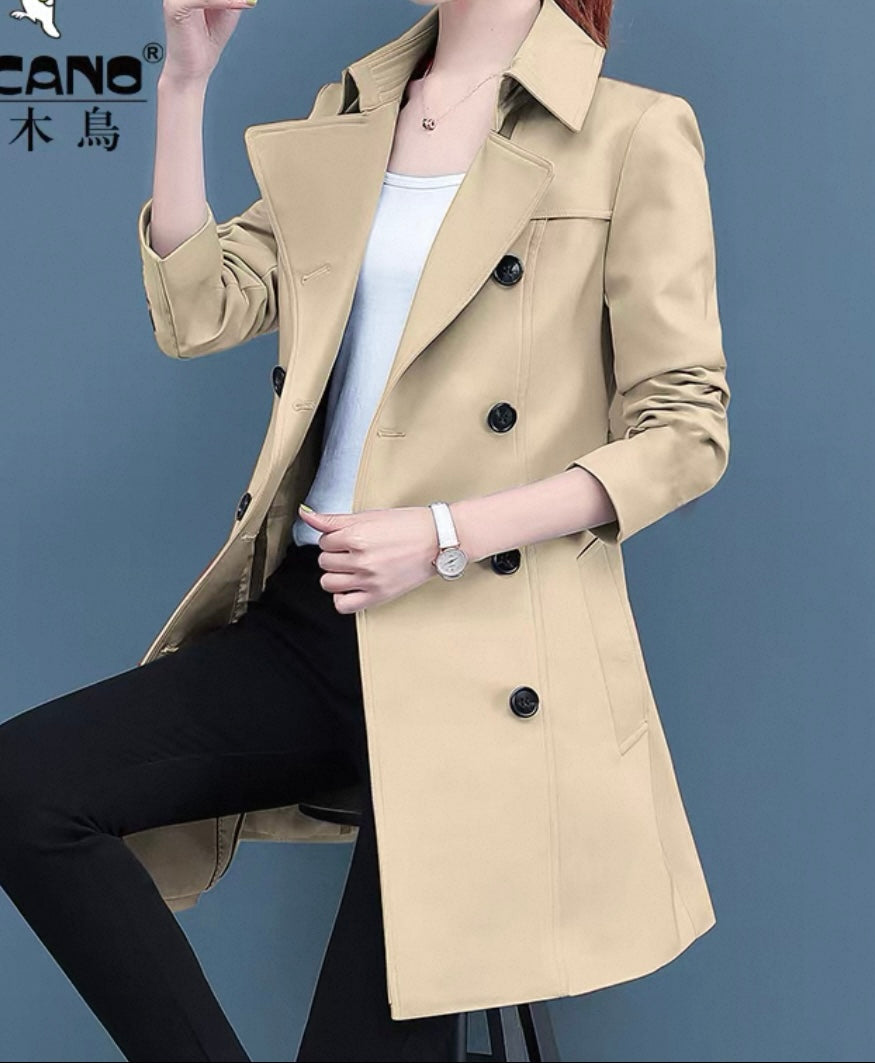Double-Breasted Trench Coat – Blue