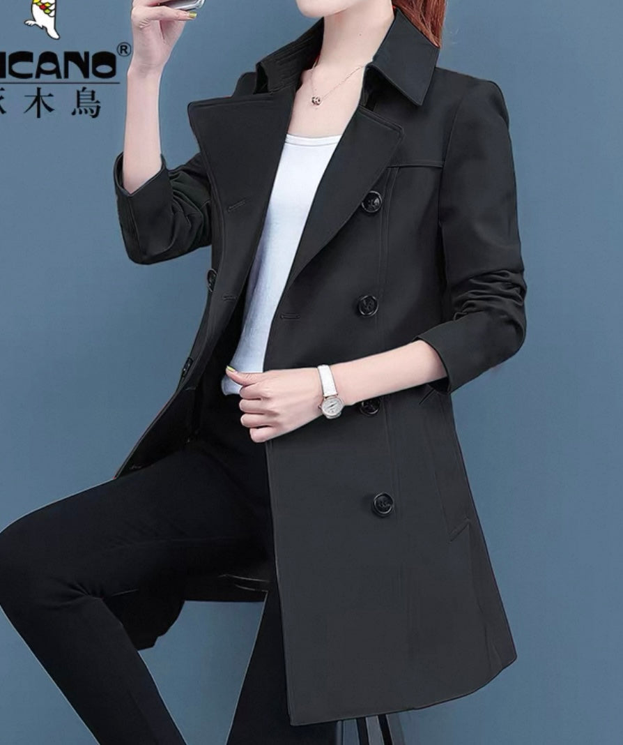 Double-Breasted Trench Coat – Blue