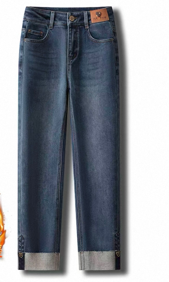 Straight Fit Jeans  with Cuffed Hem