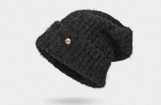 Textured Knit Beanie with Button