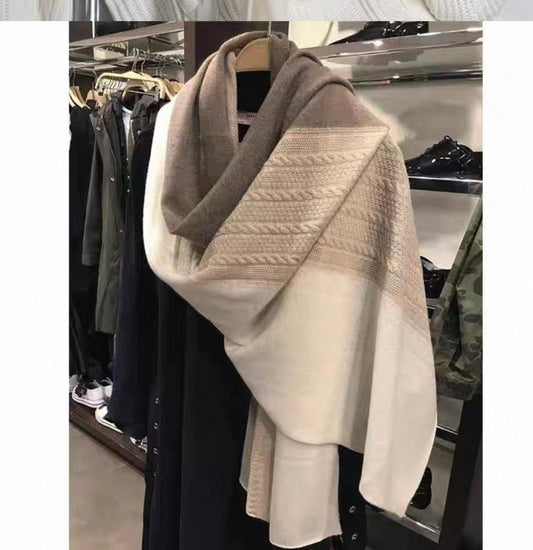 Neutral Colour Block Knit Scarf