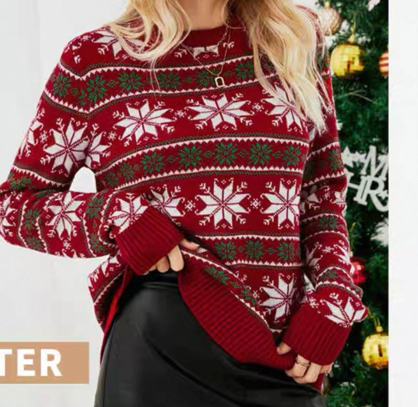Red & Green Snowflake Pattern Jumper