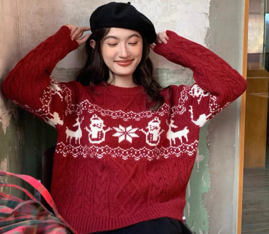 White Snowman & Reindeer Jumper