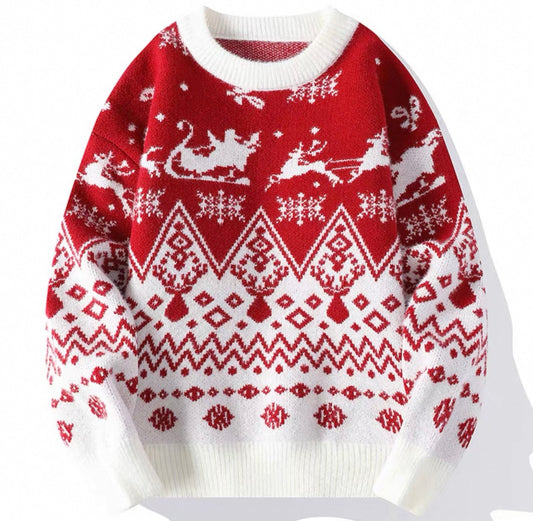 Nordic Snowflake & Sleigh Jumper (Red/White)