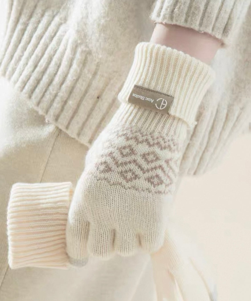 Nordic Pattern Knit Gloves