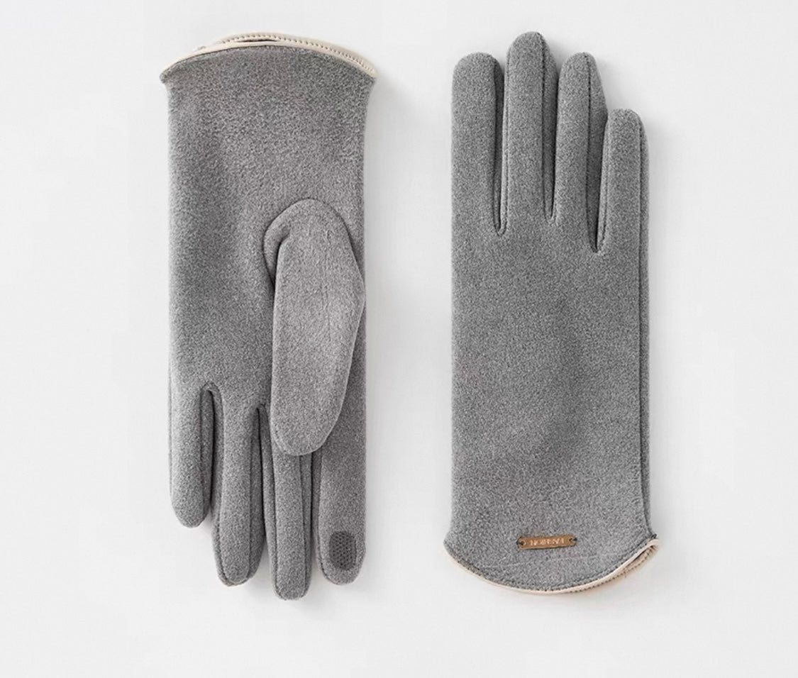Suede Gloves with Crossover Detail