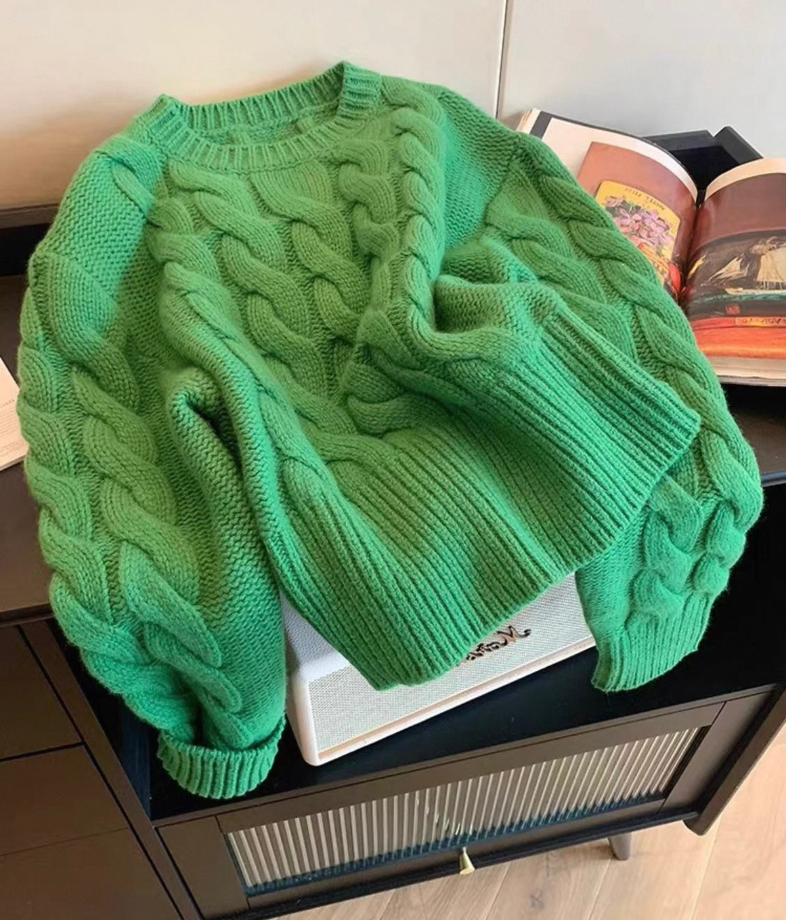 Emerald Green Cable Knit Jumper