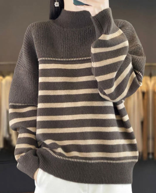 Wool Mocha & Beige Stripe Jumper