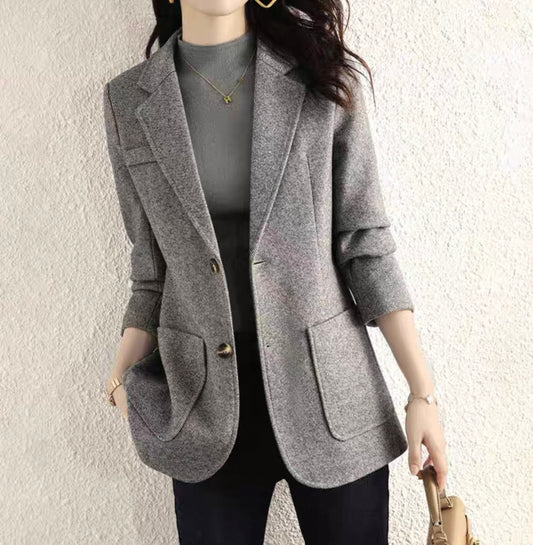 Grey Wool Blend Blazer