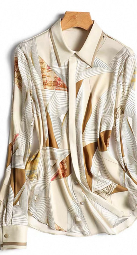 Geometric Beige & Caramel Shirt