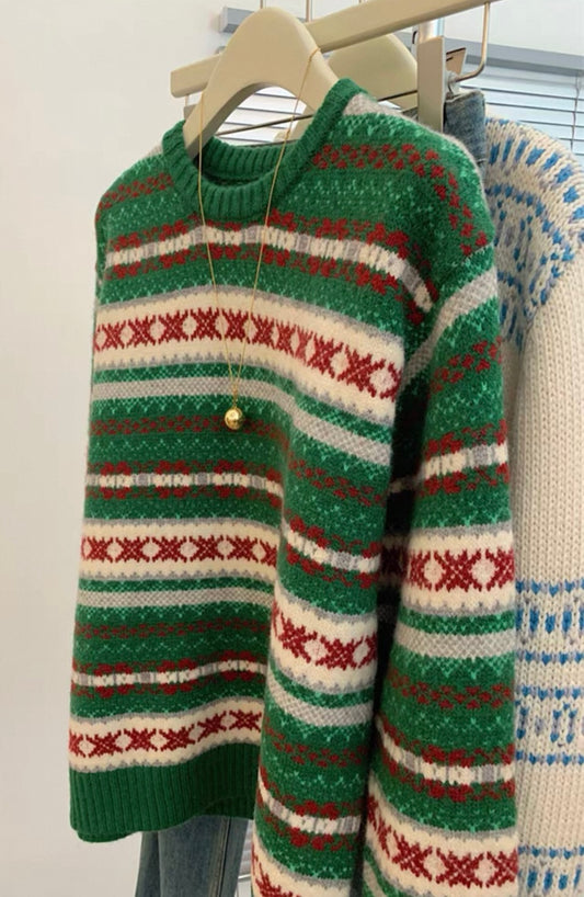 Green Fair Isle Knit Sweater