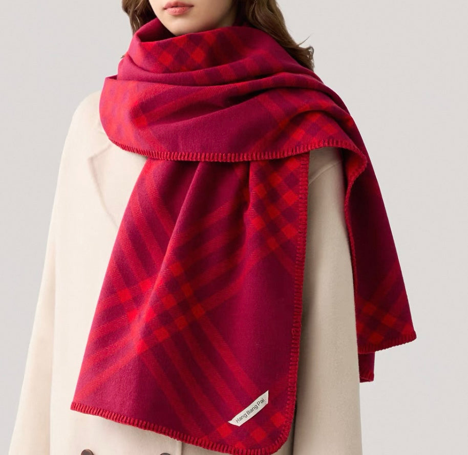Oversized Checked Wool Scarf