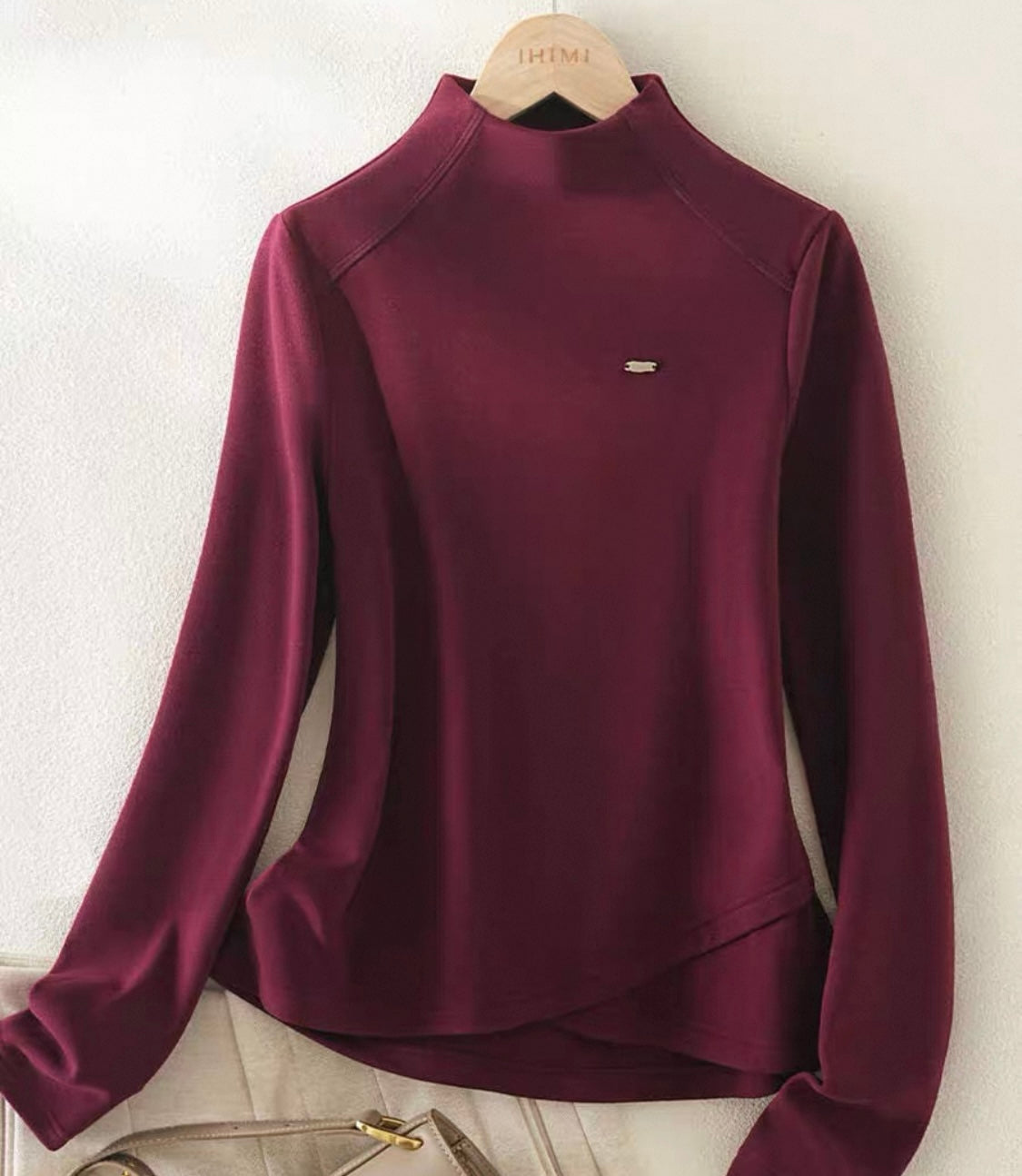 Wine Red High-Neck Top