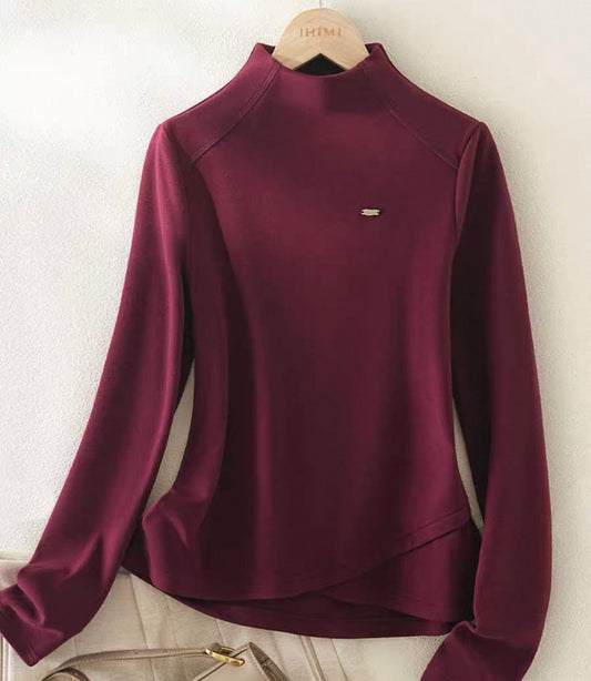 Wine Red High-Neck Top