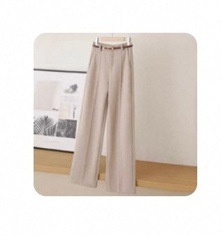 Wide-Leg Wool Blend Trousers