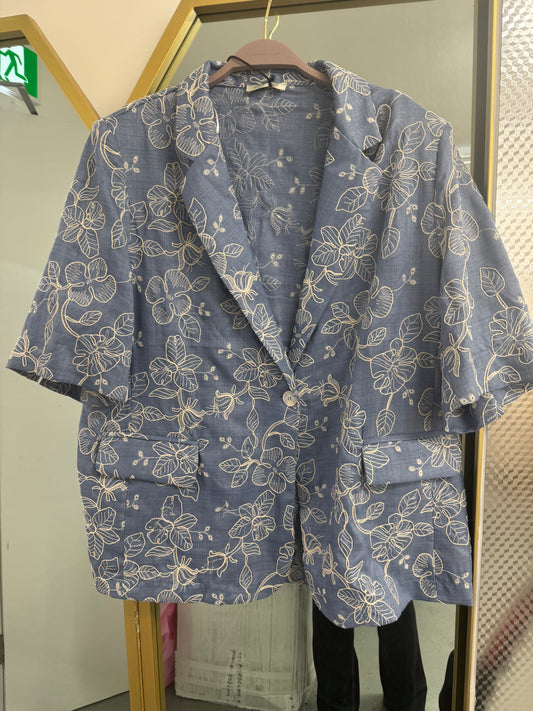 Floral Linen Blend Blazer