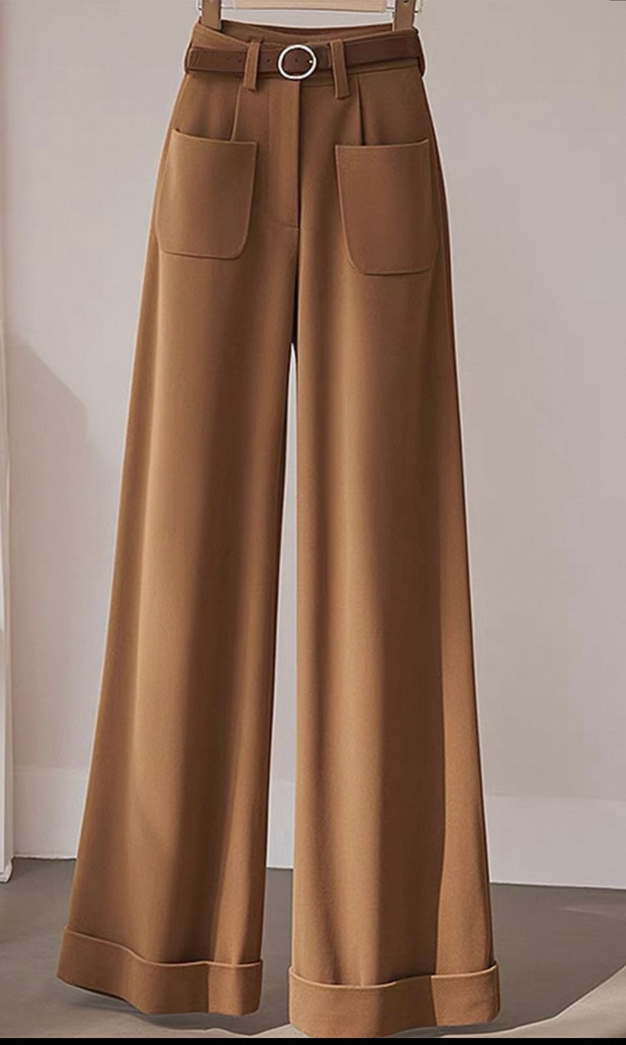 Tailored Trousers – Camel with Belt