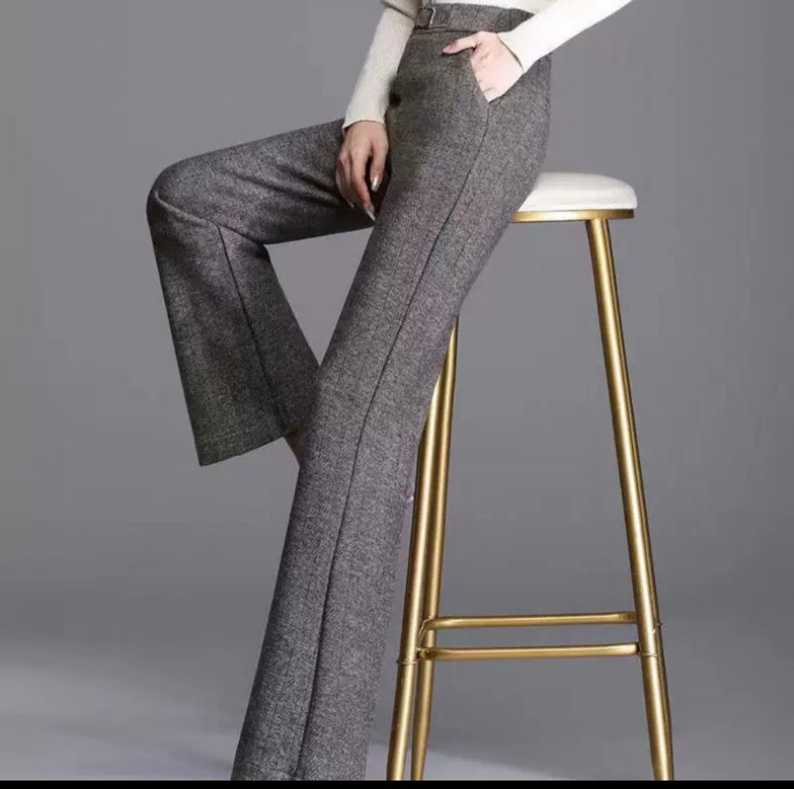 Slim Wool Pants – Light Taupe
