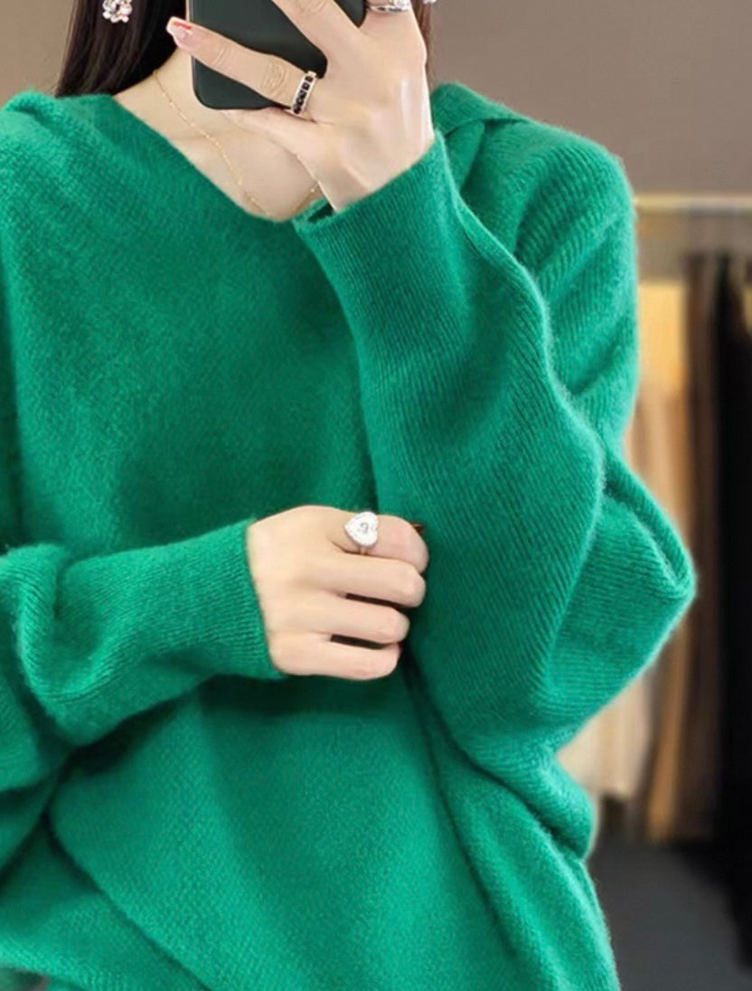 Soft Touch Knit Jumper With Hoodie