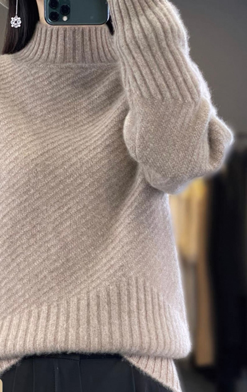 Ribbed Wool Jumper – Light Mocha