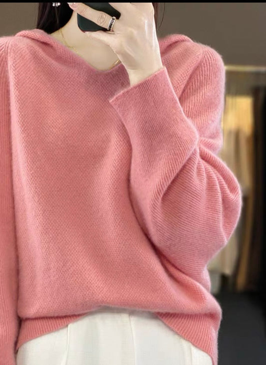 Soft Touch Knit Jumper With Hoodie
