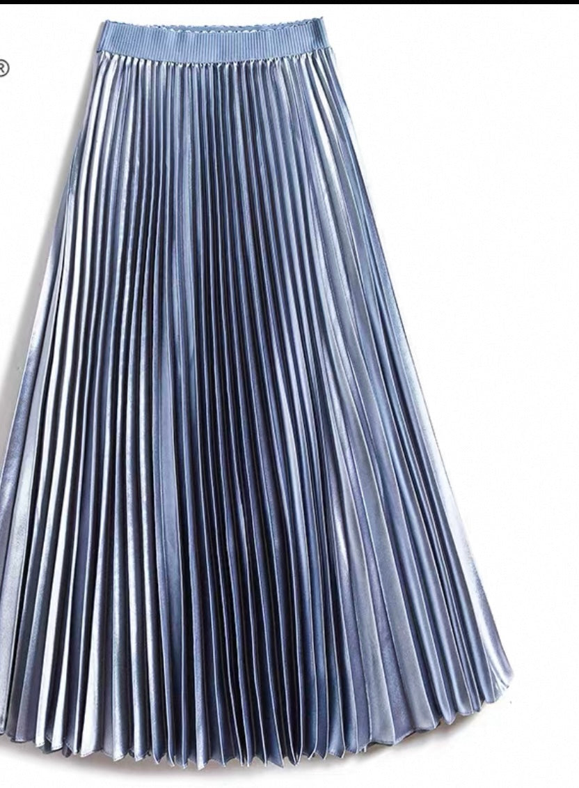 Pleated Metallic Skirt