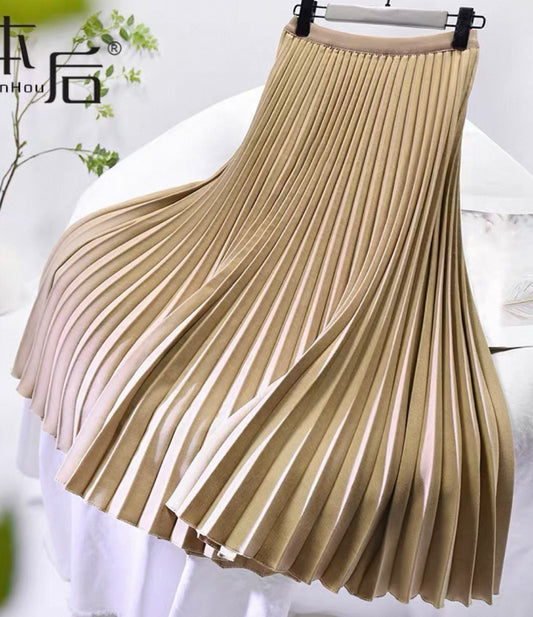 Pleated Skirt – Sand Beige