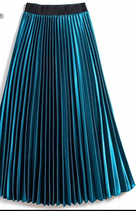 Pleated Metallic Skirt